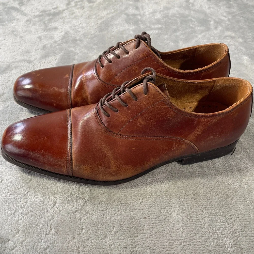 Florsheim Oxfords Dress Shoes Mens 9 Cap Toe Leather Brown Lace Up Office Casual